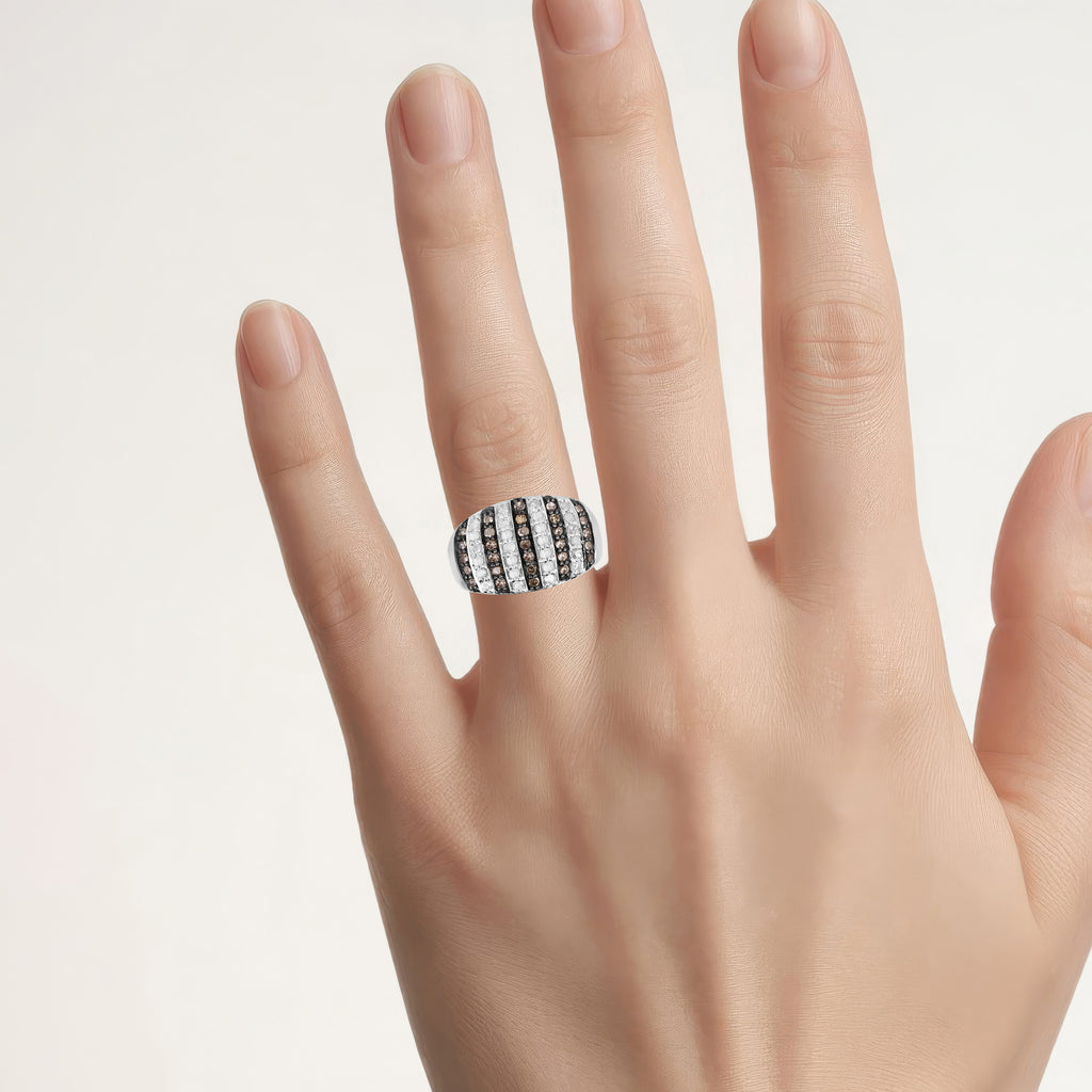 Multicolor Diamond Ring 0.8 Carats Sterling Silver