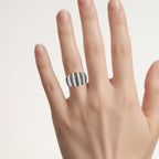 Multicolor Diamond Ring 0.8 Carats Sterling Silver