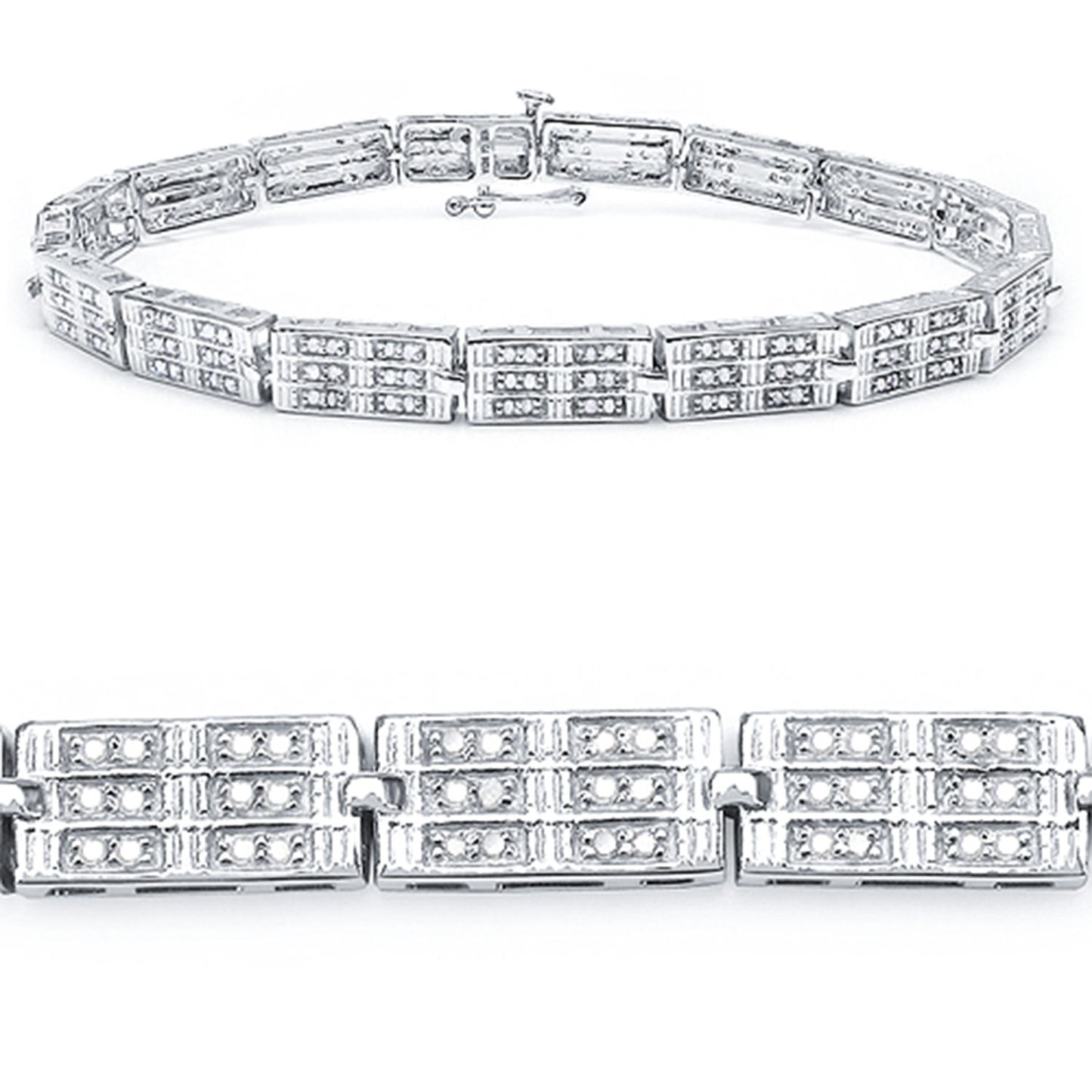 Diamond Bracelet 1.1 Carats 14K White Gold Plated Silver