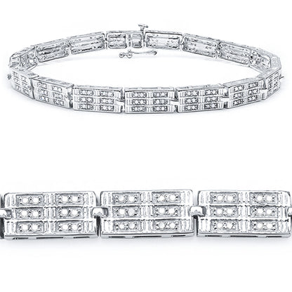Diamond Bracelet 1.1 Carats 14K White Gold Plated Silver