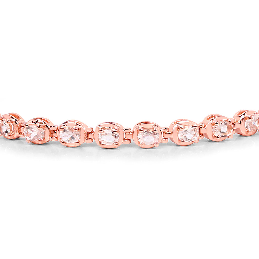 Morganite Tennis Bracelet 3.74 Carats 18K Rose Gold Plated Sterling Silver