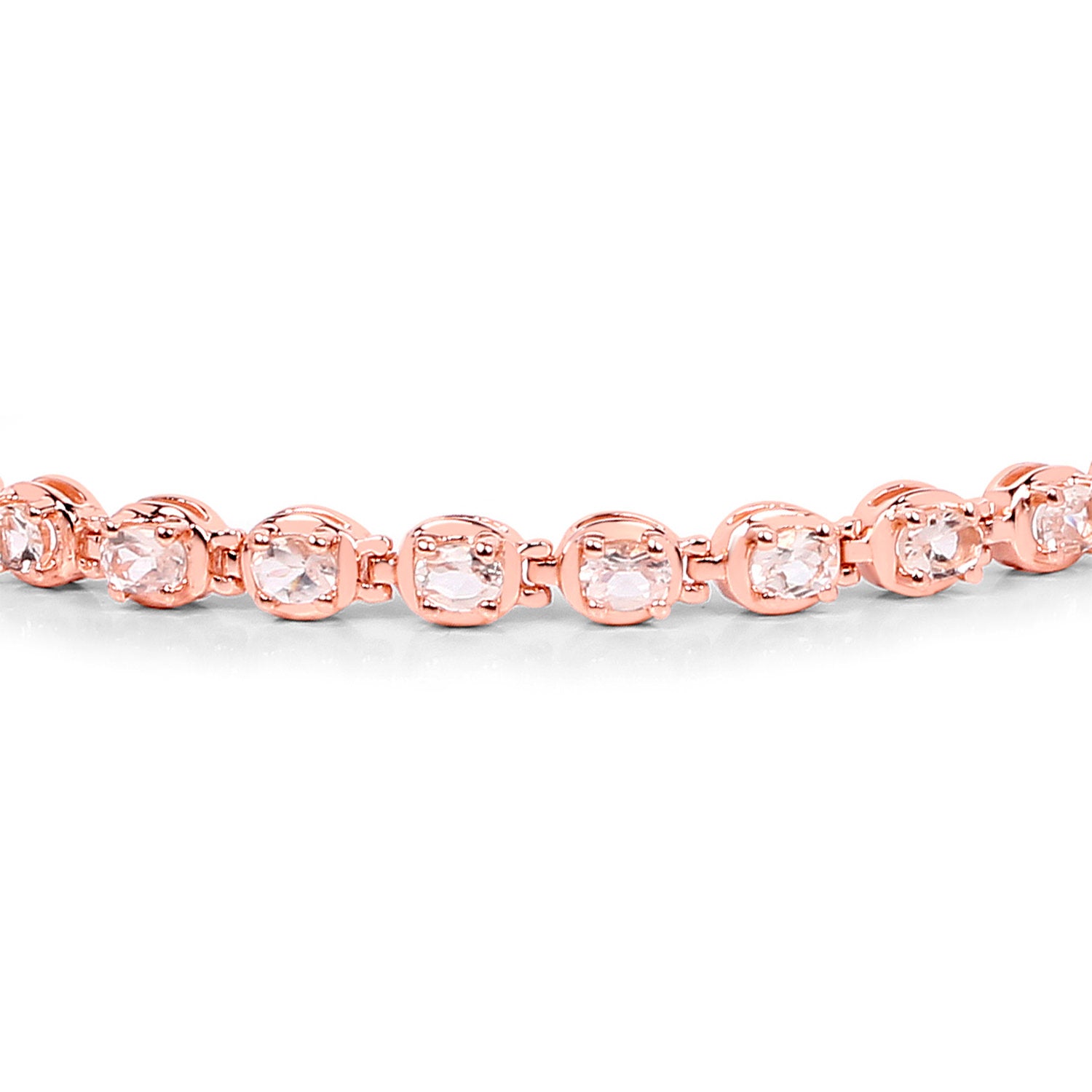 Morganite Tennis Bracelet 3.74 Carats 18K Rose Gold Plated Sterling Silver