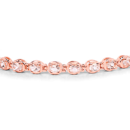Morganite Tennis Bracelet 3.74 Carats 18K Rose Gold Plated Sterling Silver
