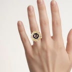 Smoky Quartz Ring With Citrine 8.5 Carats Sterling Silver