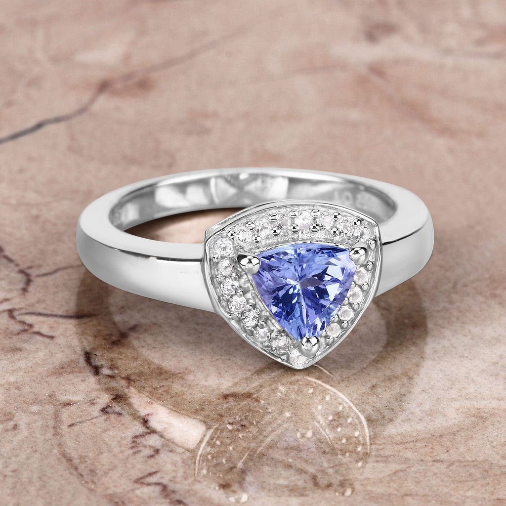 Tanzanite Ring With White Topaz 0.84 Carats Sterling Silver