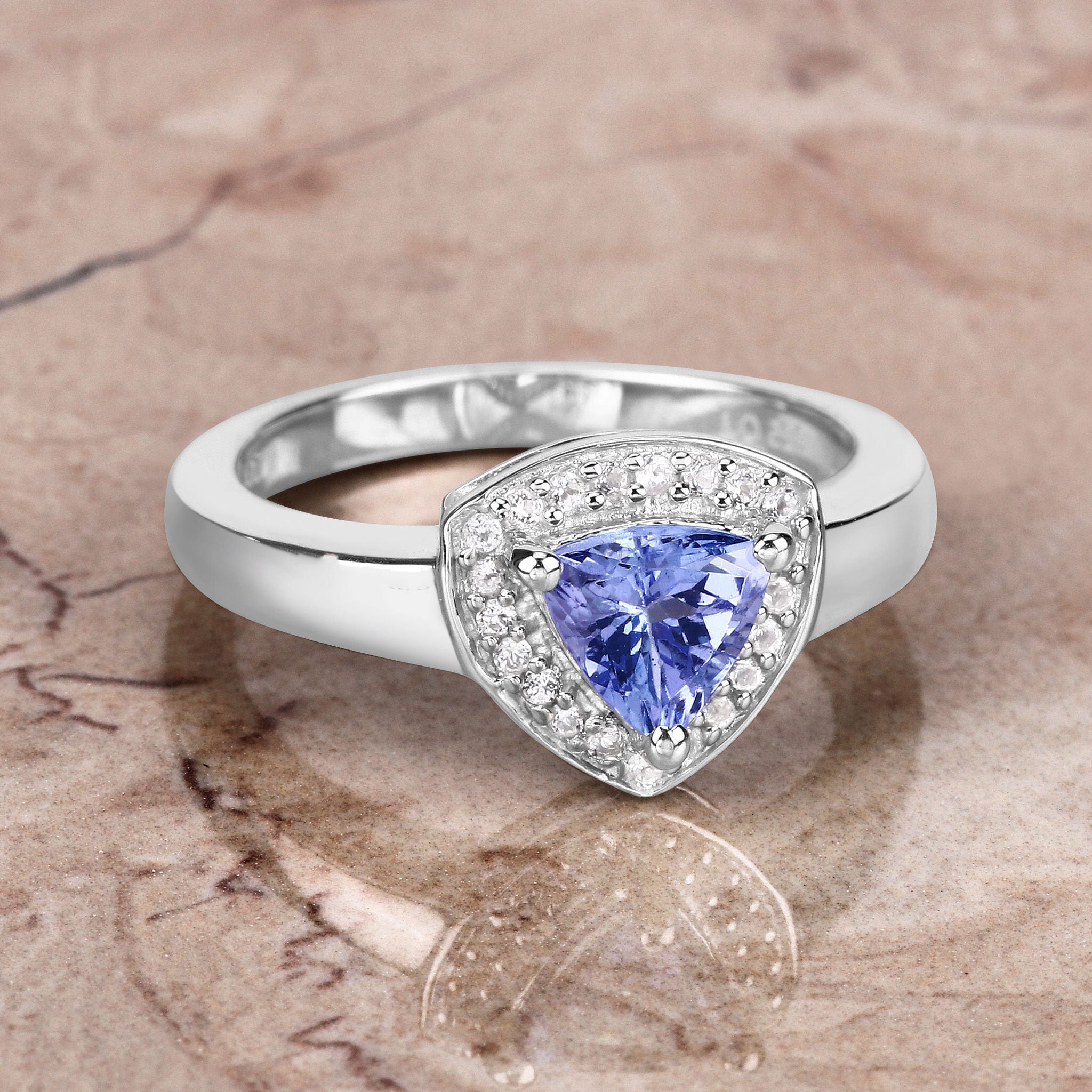 Tanzanite Ring With White Topaz 0.84 Carats Sterling Silver