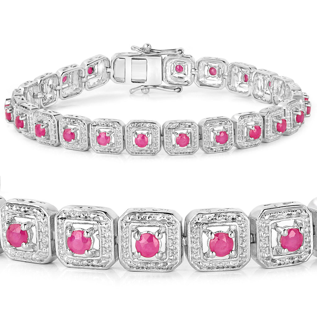 Ruby Tennis Bracelet 3.1 Carats Sterling Silver