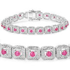 Ruby Tennis Bracelet 3.1 Carats Sterling Silver