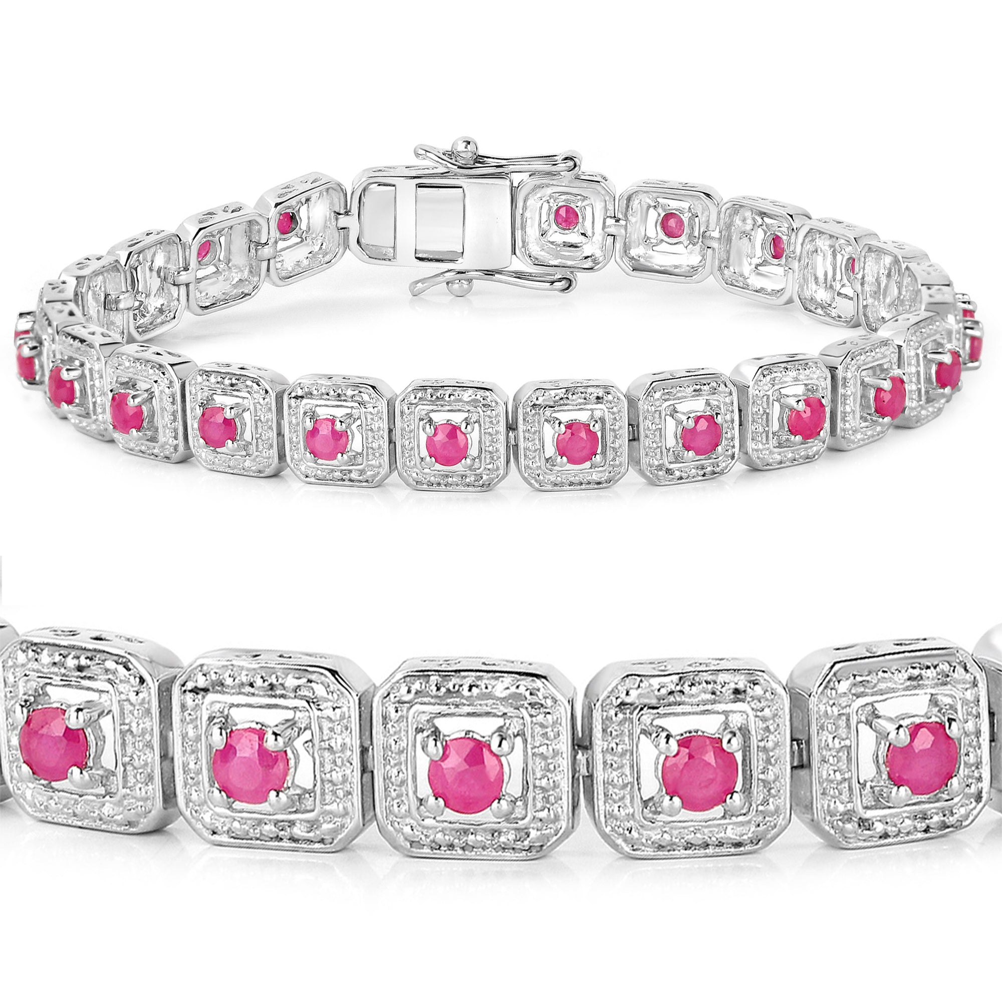Ruby Tennis Bracelet 3.1 Carats Sterling Silver