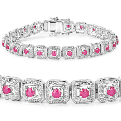 Ruby Tennis Bracelet 3.1 Carats Sterling Silver