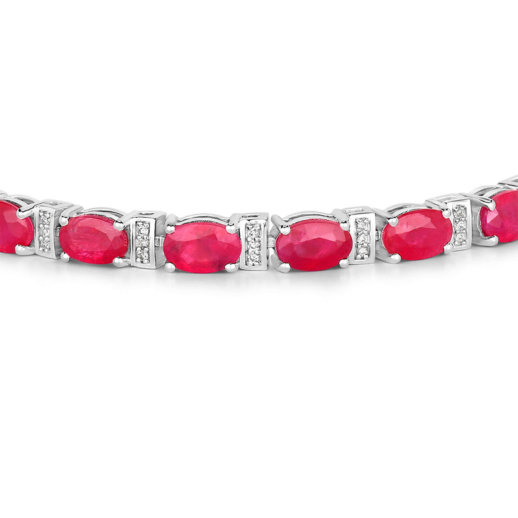 Ruby Bracelet With Diamonds 11.1 Carats 14K White Gold