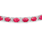 Ruby Bracelet With Diamonds 11.1 Carats 14K White Gold