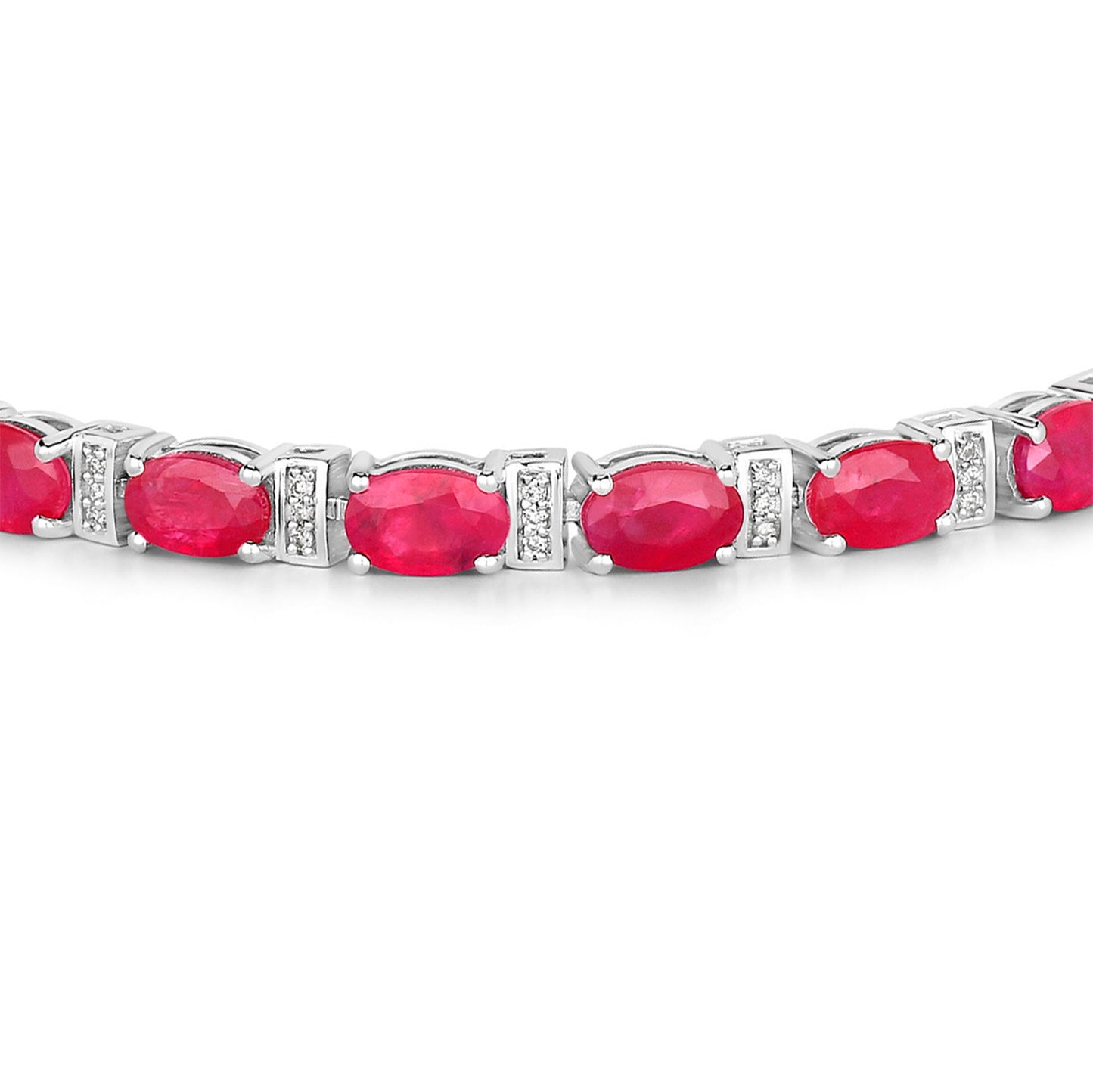 Ruby Bracelet With Diamonds 11.1 Carats 14K White Gold
