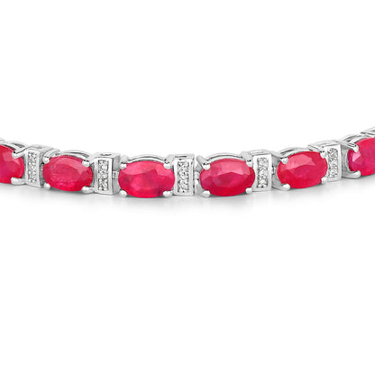 Ruby Bracelet With Diamonds 11.1 Carats 14K White Gold