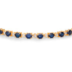 Blue Sapphire Bracelet With Diamonds 5.54 Carats 14K Yellow Gold