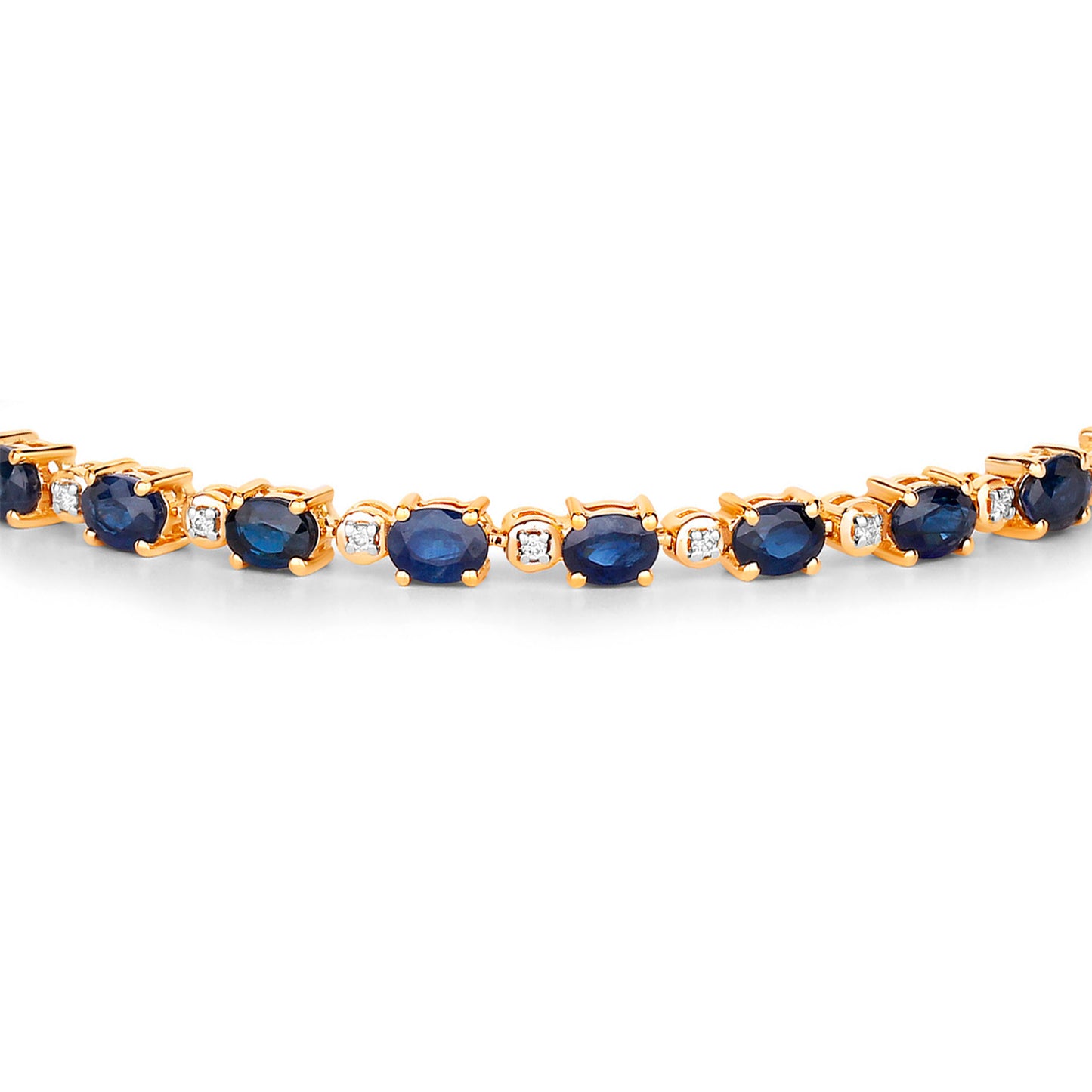 Blue Sapphire Bracelet With Diamonds 5.54 Carats 14K Yellow Gold