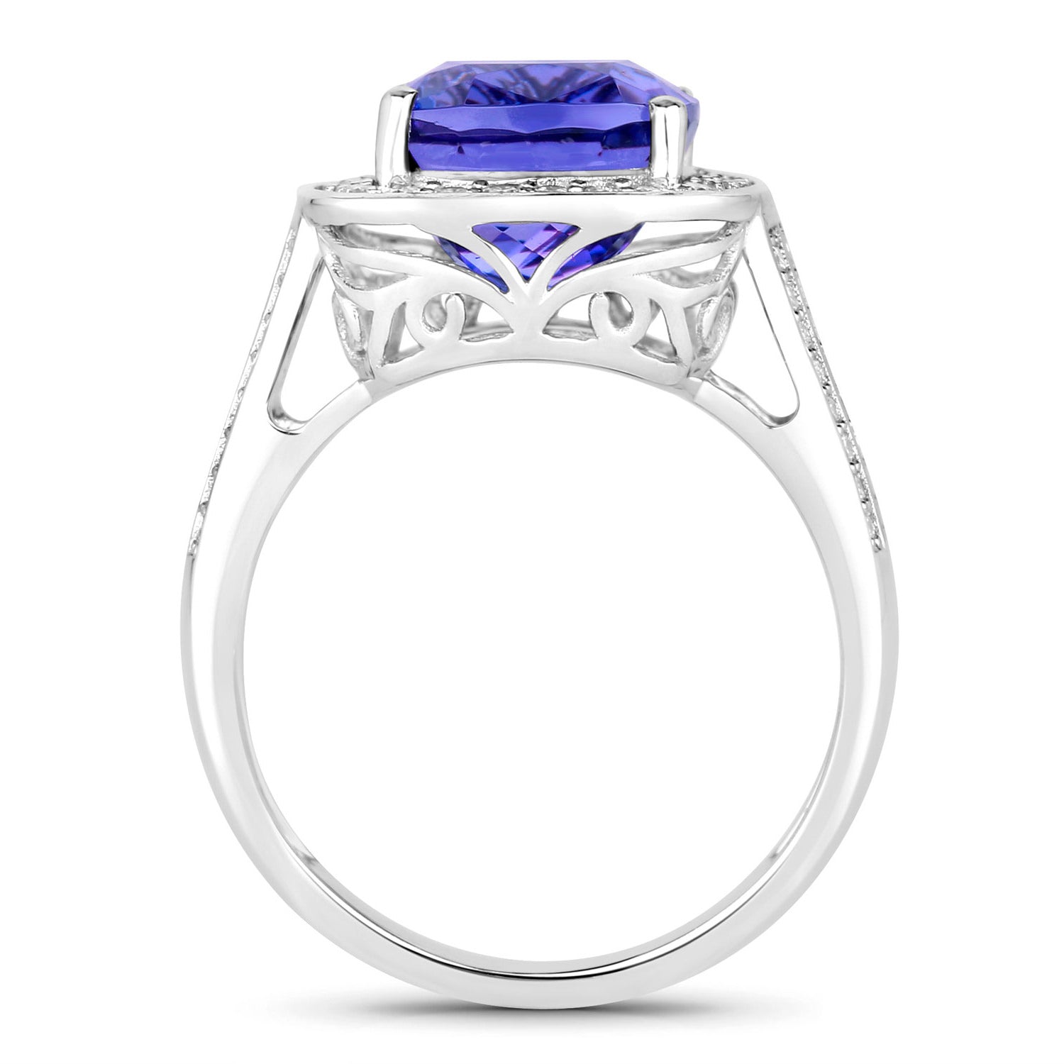 Tanzanite Ring Diamonds 5.58 Carats 14K White Gold
