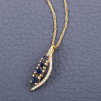 Blue Sapphire Pendant With Diamonds 0.34 Carats 14K Yellow Gold