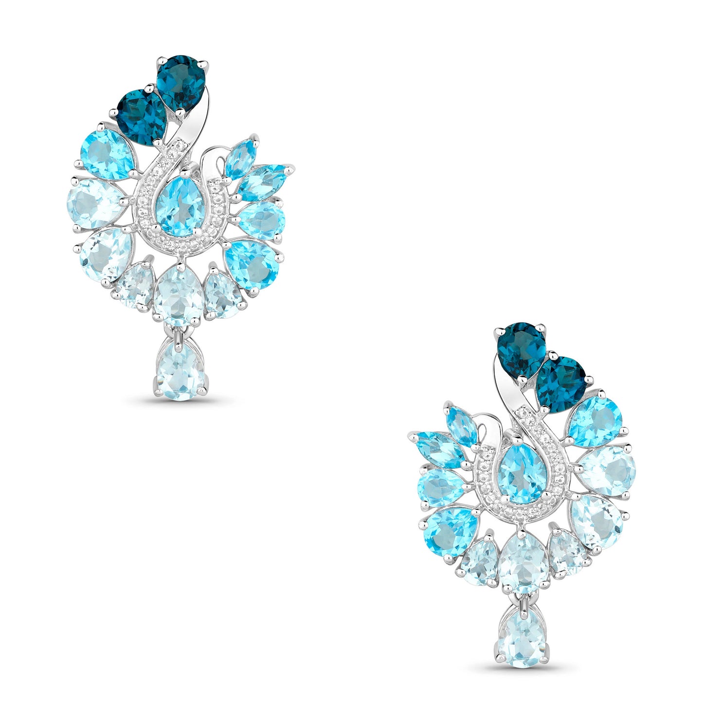 Natural Mixed Gemstones Earrings 8.14 Carats Sterling Silver
