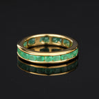 Natural Sakota Emerald Eternity Band Ring 2.2 Carats Gold Plated Silver