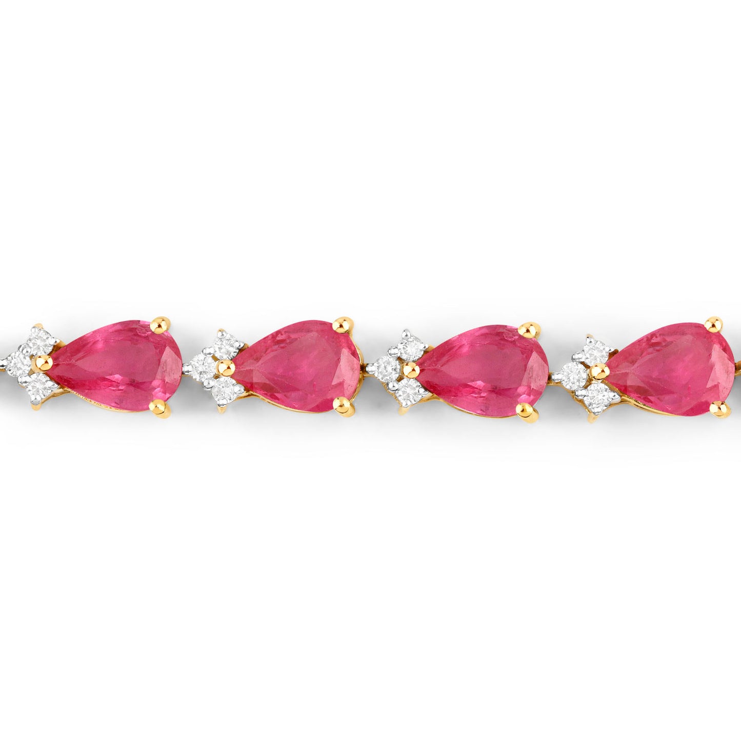Ruby Tennis Bracelet Diamond Links 9.32 Carats 14K Yellow Gold