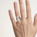 Multicolor Sapphire Ring 3.72 Carats Sterling Silver