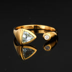 Sky Blue Topaz Ring With White Zircon 0.75 Carats Gold Plated Silver