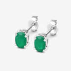 Zambian Emerald Stud Earrings 0.86 Carats 10K White Gold