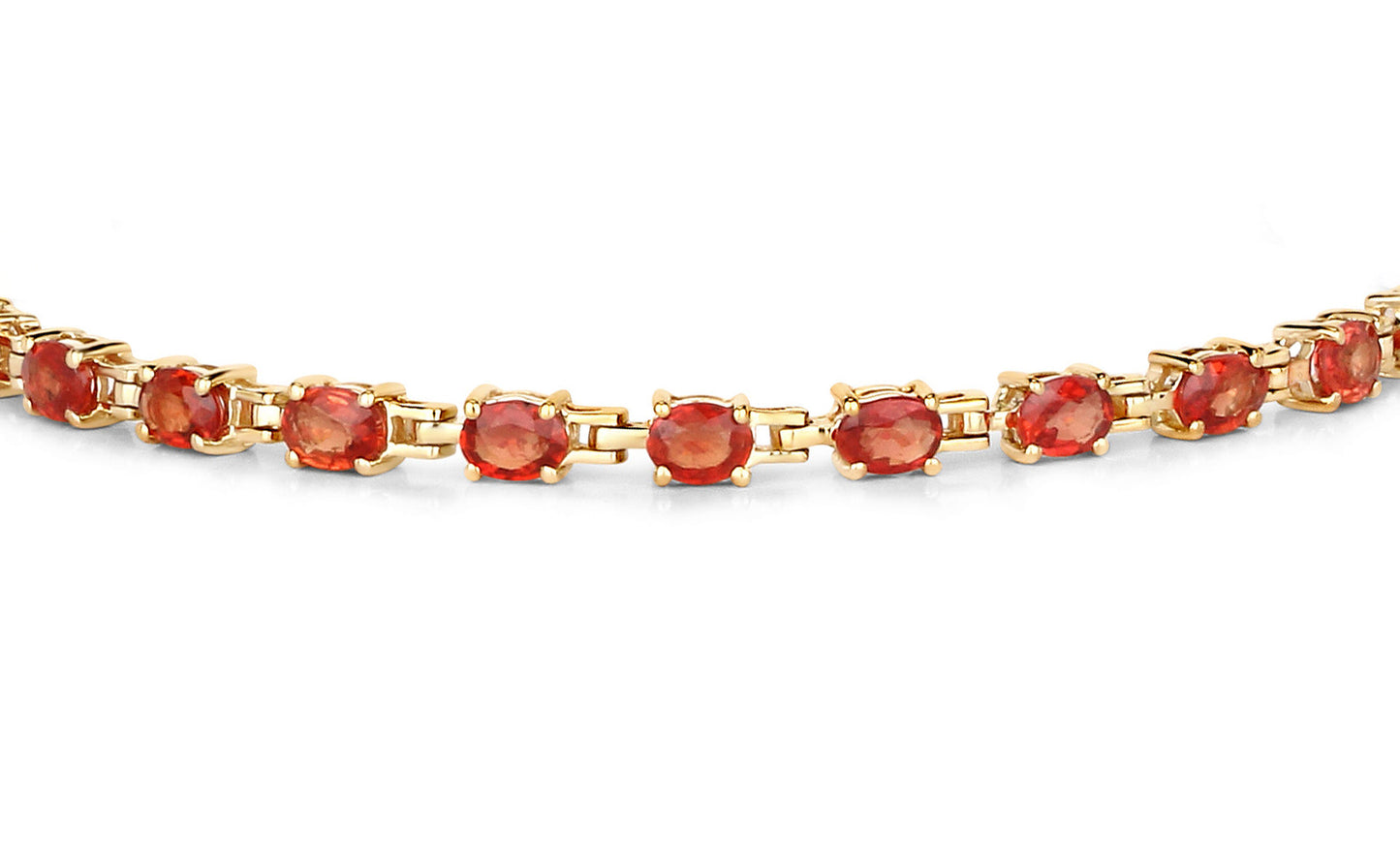 Natural Orange Sapphire Bracelet 6.98 Carats 14K Yellow Gold