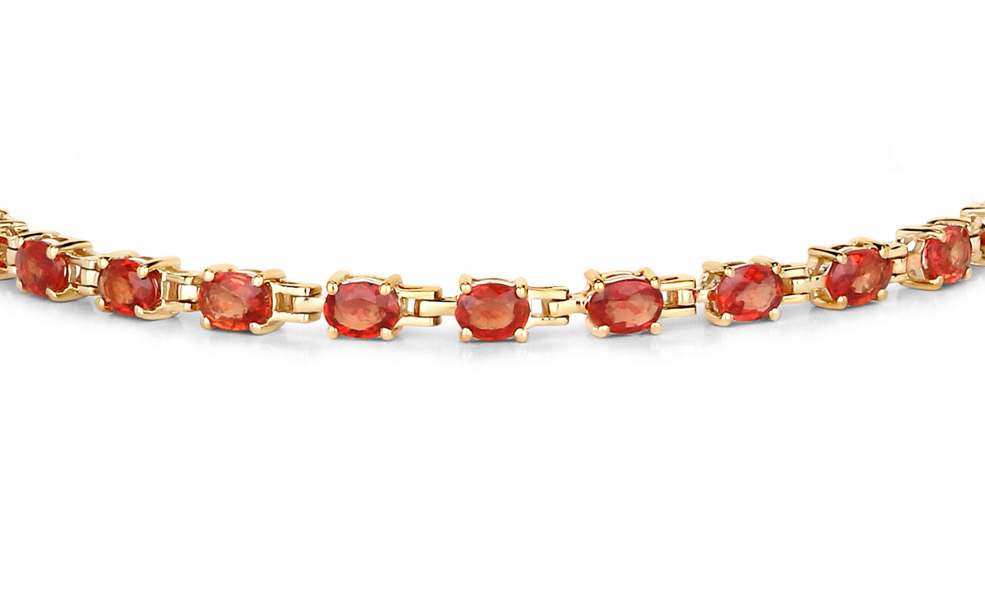 Natural Orange Sapphire Bracelet 6.98 Carats 14K Yellow Gold
