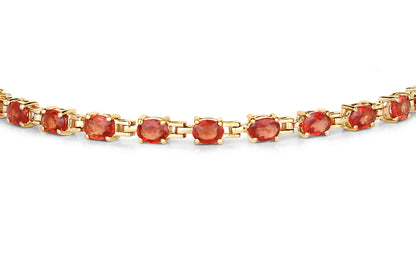Natural Orange Sapphire Bracelet 6.98 Carats 14K Yellow Gold