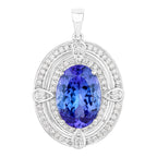 Natural Tanzanite Pendant With Diamonds 5.88 Carats 14K White Gold