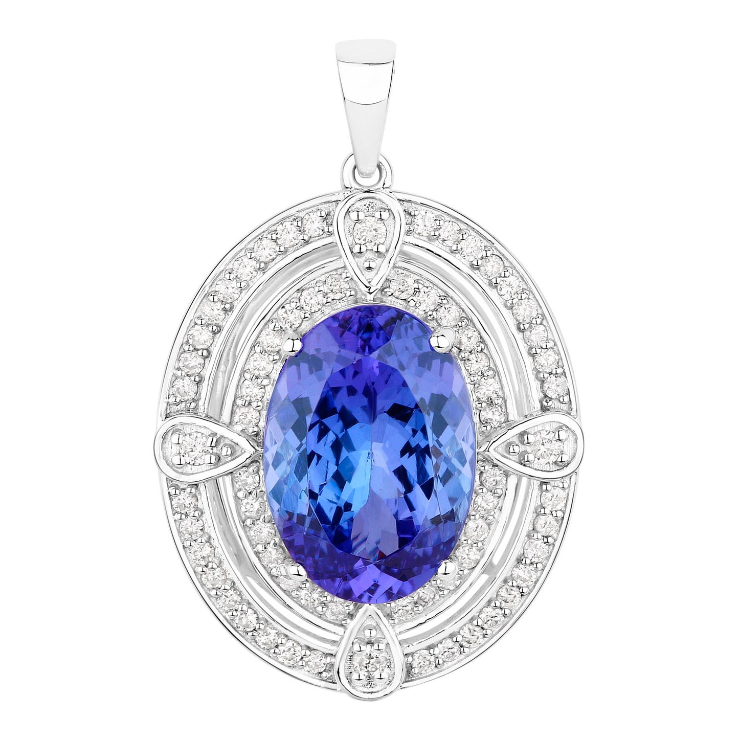 Natural Tanzanite Pendant With Diamonds 5.88 Carats 14K White Gold