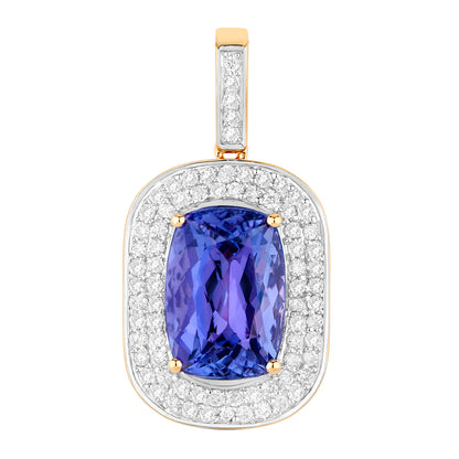 Natural Tanzanite Pendant With Diamonds 3.56 Carats 14K Yellow Gold