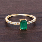 Zambian Emerald Ring With Diamonds 0.56 Carats 14K Yellow Gold