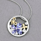Tanzanite Butterfly Pendant With White Topaz 1.24 Carats Sterling Silver