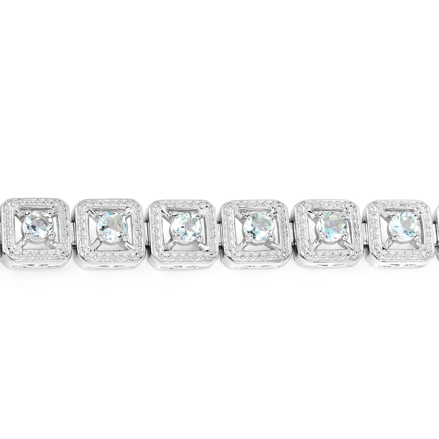 Aquamarine Tennis Bracelet 4.4 Carats Silver