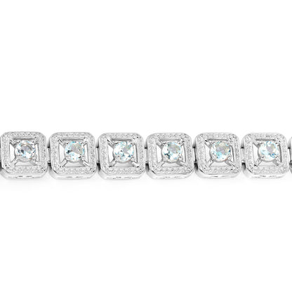 Aquamarine Tennis Bracelet 4.4 Carats Silver