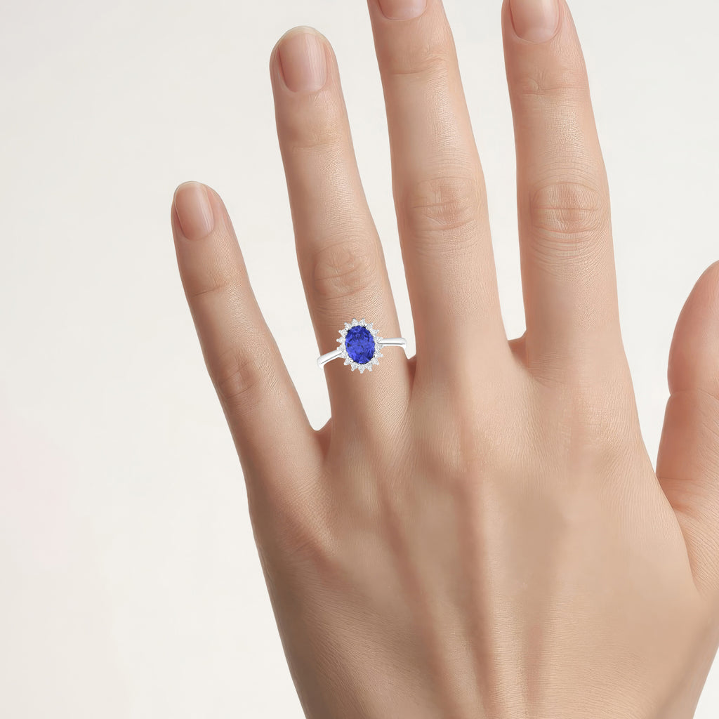 Tanzanite Ring With Diamonds 1.88 Carats 14K White Gold