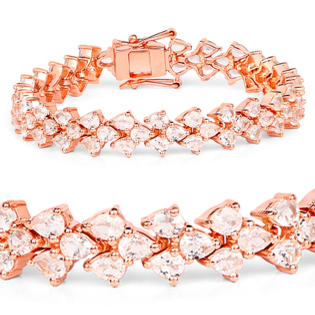 Morganite Tennis Bracelet 10.7 Carats Gold Plated Silver