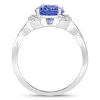 Tanzanite Ring With Diamonds 2.8 Carats 14K White Gold