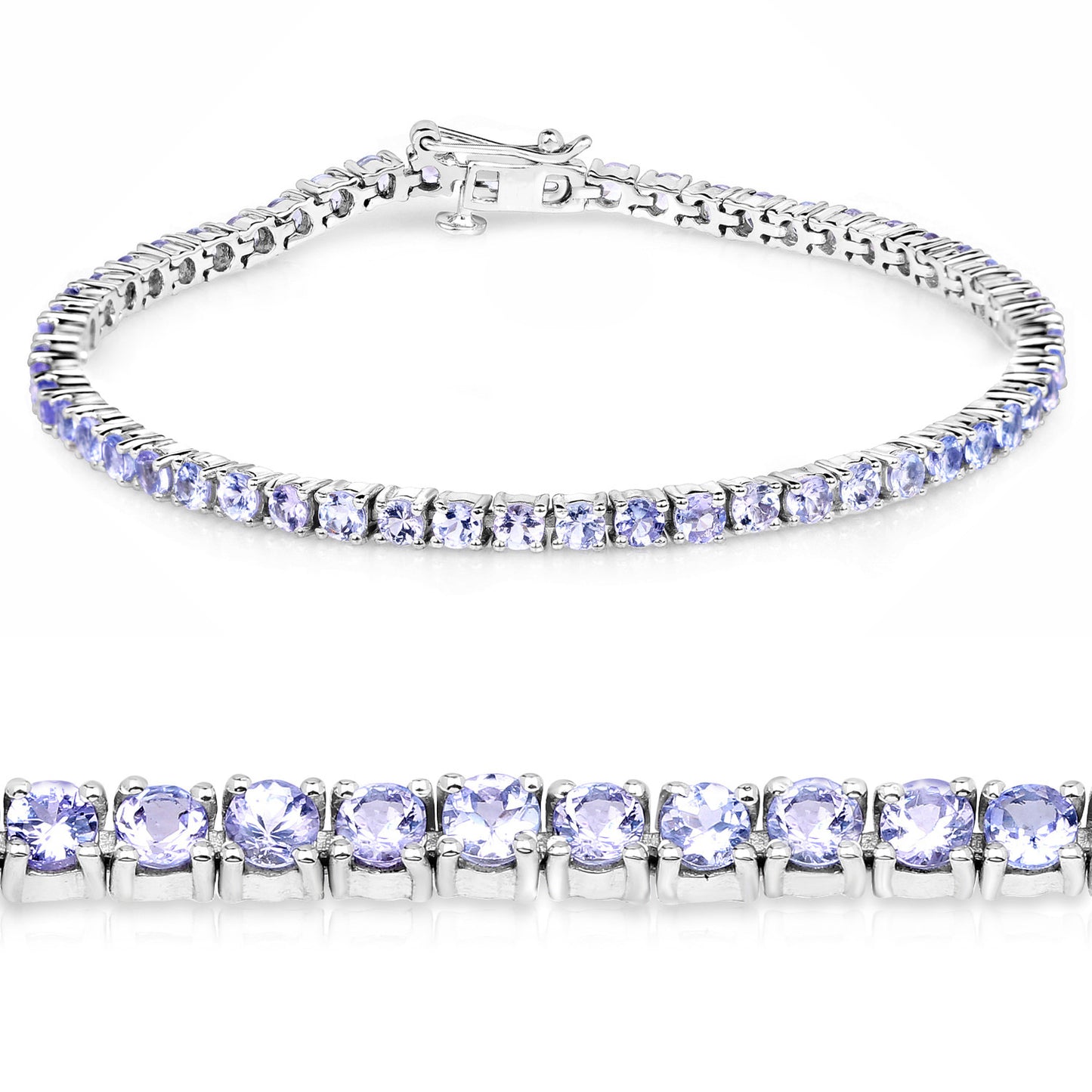 Tanzanite Tennis Bracelet 5.2 Carats Sterling Silver