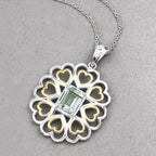 Green Amethyst Heart Pendant 2.08 Carats Gold Plated Silver