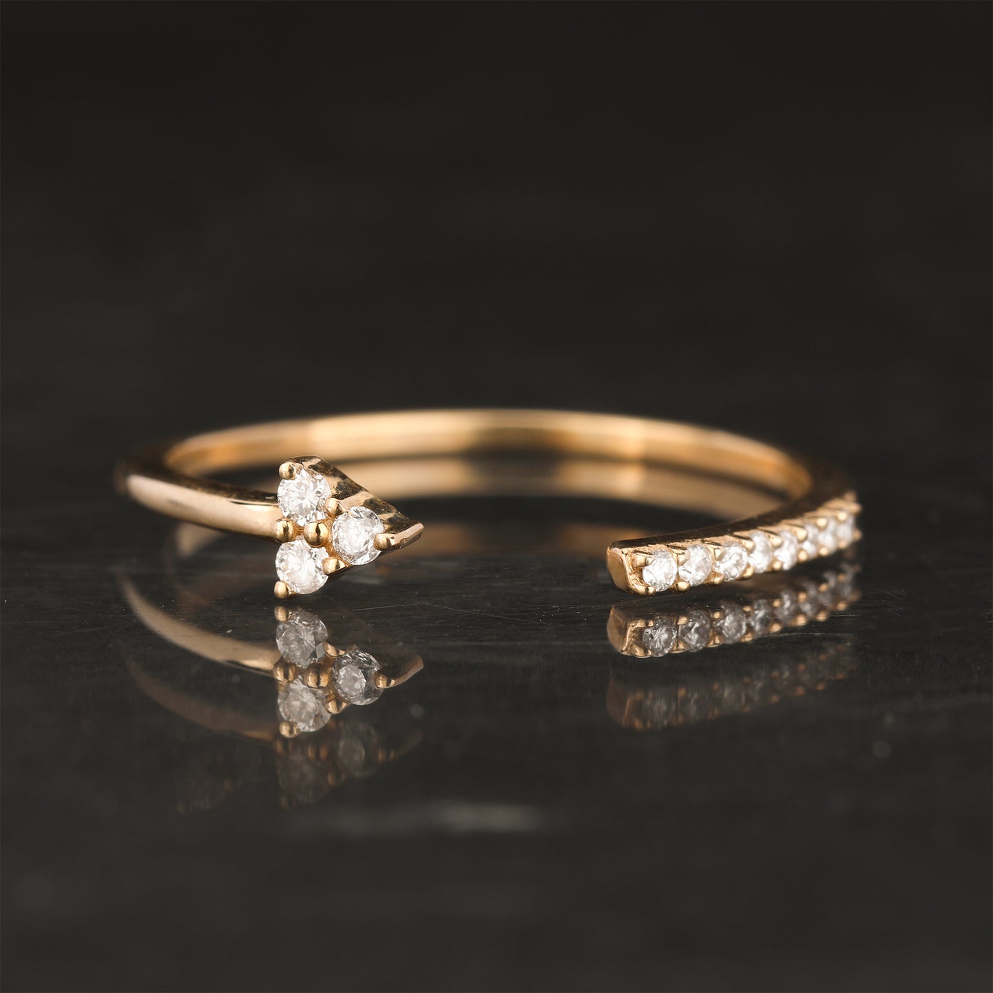Diamond Arrow Ring 0.07 Carats 9K Yellow Gold