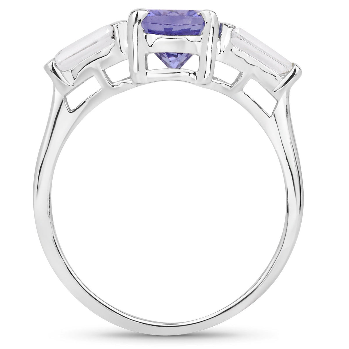 Tanzanite Ring With White Topaz 1.96 Carats Sterling Silver
