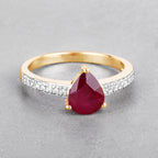 Ruby Ring With Diamonds 1.54 Carats 14K Yellow Gold