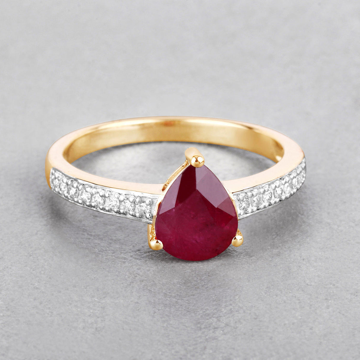 Ruby Ring With Diamonds 1.54 Carats 14K Yellow Gold
