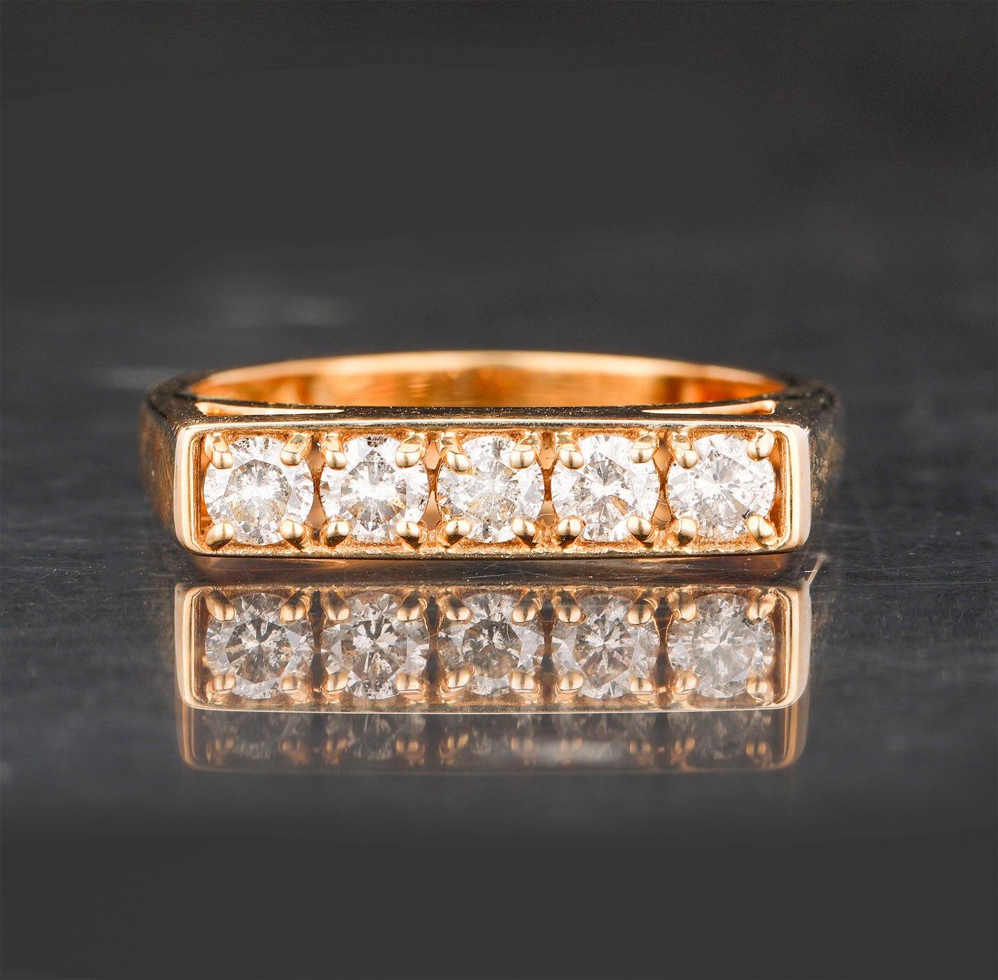 Light Brown Diamond Ring 0.5 Carats 9K Yellow Gold