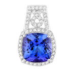 Natural Tanzanite Pendant With Diamonds 4.26 Carats 14K White Gold