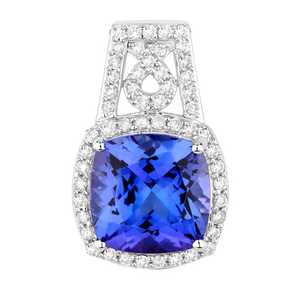 Natural Tanzanite Pendant With Diamonds 4.26 Carats 14K White Gold